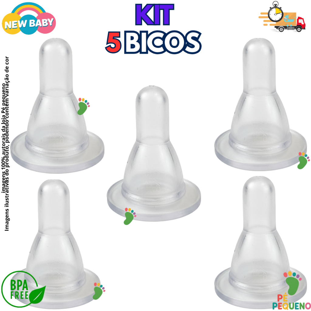 Bico de Mamadeira Redondo Kit 5 Unidades Encaixe Universal Soft Macio ...