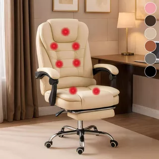 Cadeira De  Massagem Presidente Diretor Escritorio Base Giratória 7 Pontos de Massagem Em Couro Luxo em Oferta na Shopee