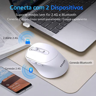 Mouse Sem Fio 2.4G Bluetooth Recarregável 1600DPI