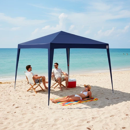 Tenda de Praia Lona Ráfia Desmontável Bolsa Proteção UV Barraca Camping Eventos 3x3 Impermeável