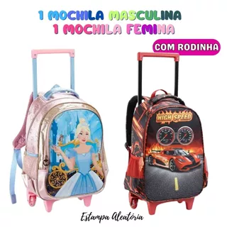 Kit 2 Mochilas Grandes Feminino e Masculino Com Rodinha - Volta às Aulas | Aleatórias em Oferta na Shopee