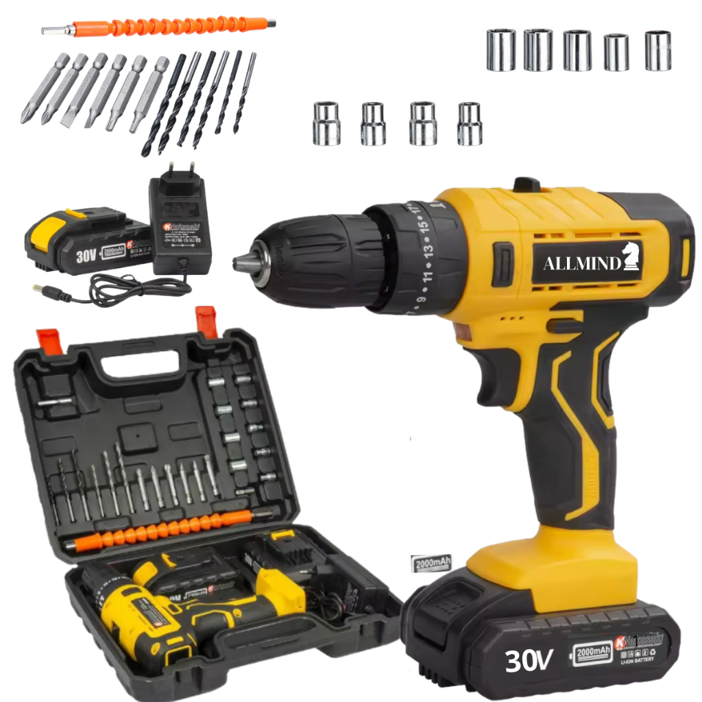 Furadeira Parafusadeira 30V Profissional Sem Fio Alta Performance + 2 ...