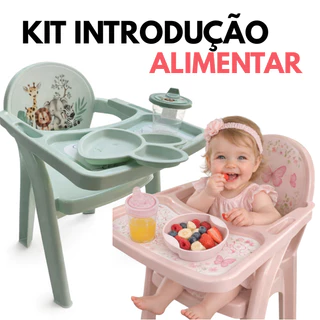 Kit Refeição Completo Infantil Urso – Cadeira com Prato e Copo Bebê | Alimentação Segura e Fofa