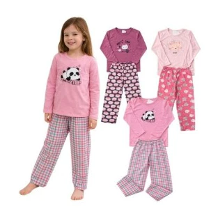 Pijama Infantil Menina Manga Longa - Confortável - Avulso ou Kit 2 Conjuntos / Tamanhos 4 ao 10 em Oferta na Shopee