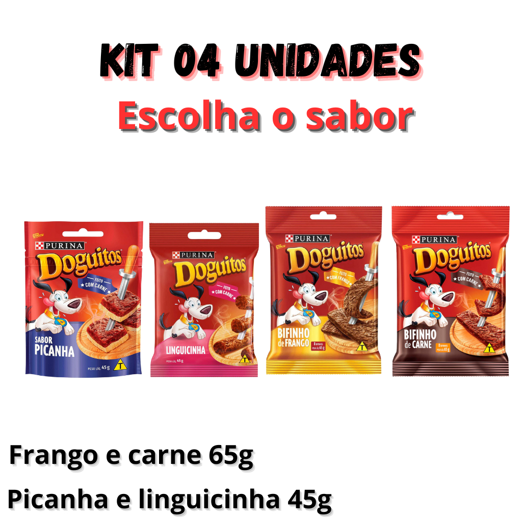 PETISCO DOGUITOS CÃO 45G/65G KIT 04 UN (PURINA) em Oferta na Shopee