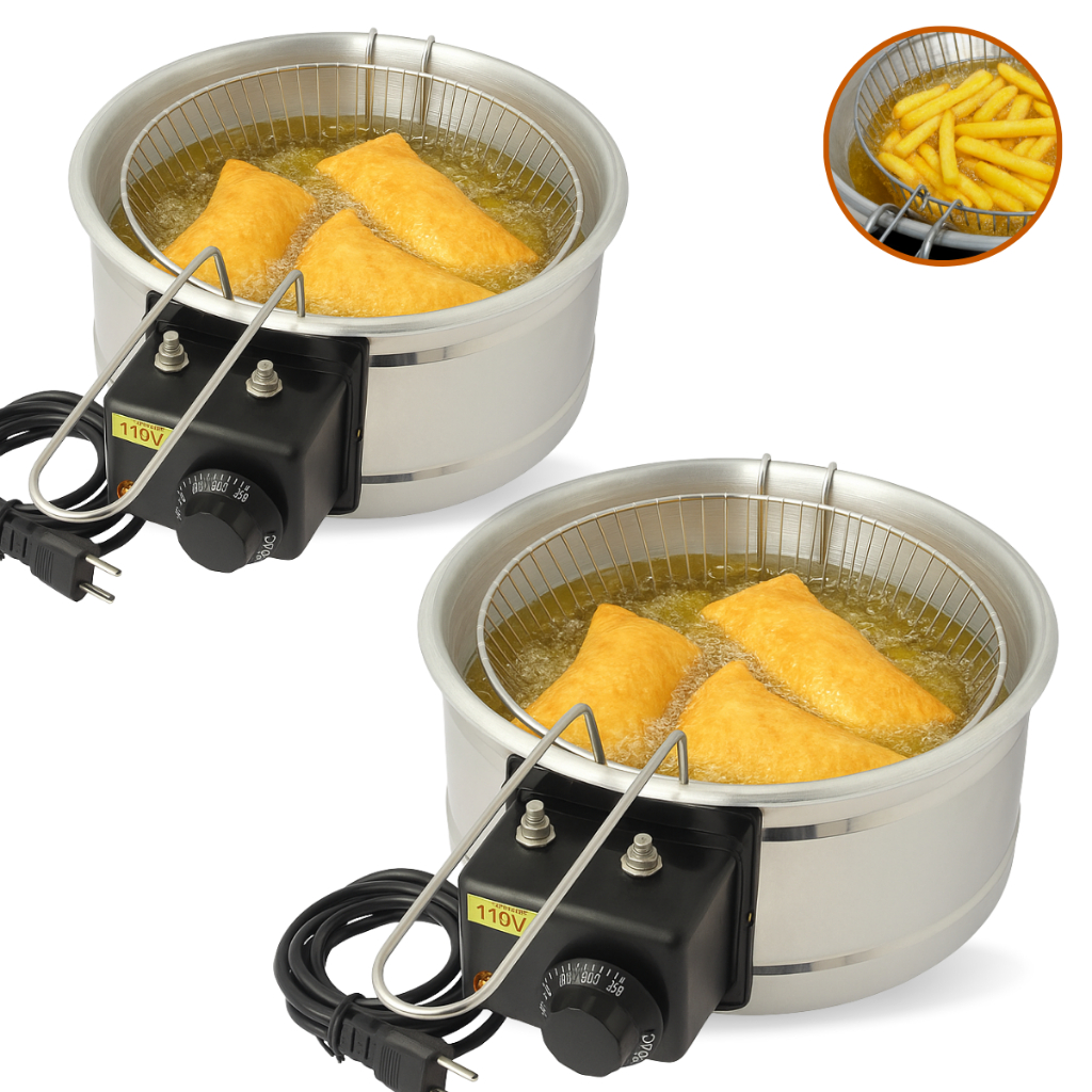 2 Fritadeira Eletrica de Óleo Tacho 5 Litros Industrial Inox