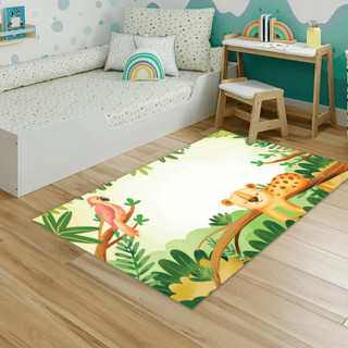 Tapete Infantil Decorativo Antiderrapante 115x70cm Safari Animais África