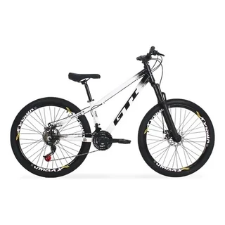 Bicicleta GTI Wolfline Aluminio aro 26 21V Aros Vmaxx Preto Branco do GRAU em Oferta na Shopee