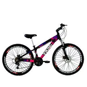 Bicicleta VikingX TUFF25 Freeride Aro 26 Freio a Disco 21 Velocidades Cambios Shimano Preto Rosa em Oferta na Shopee