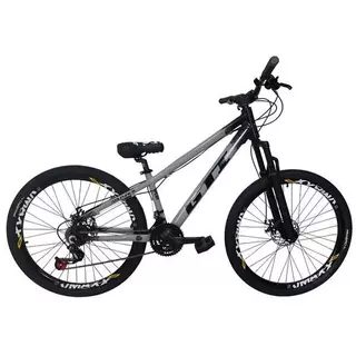 Bicicleta GTI Wolfline Aluminio aro 26 21V Aros Vmaxx Cinza Preto do GRAU em Oferta na Shopee