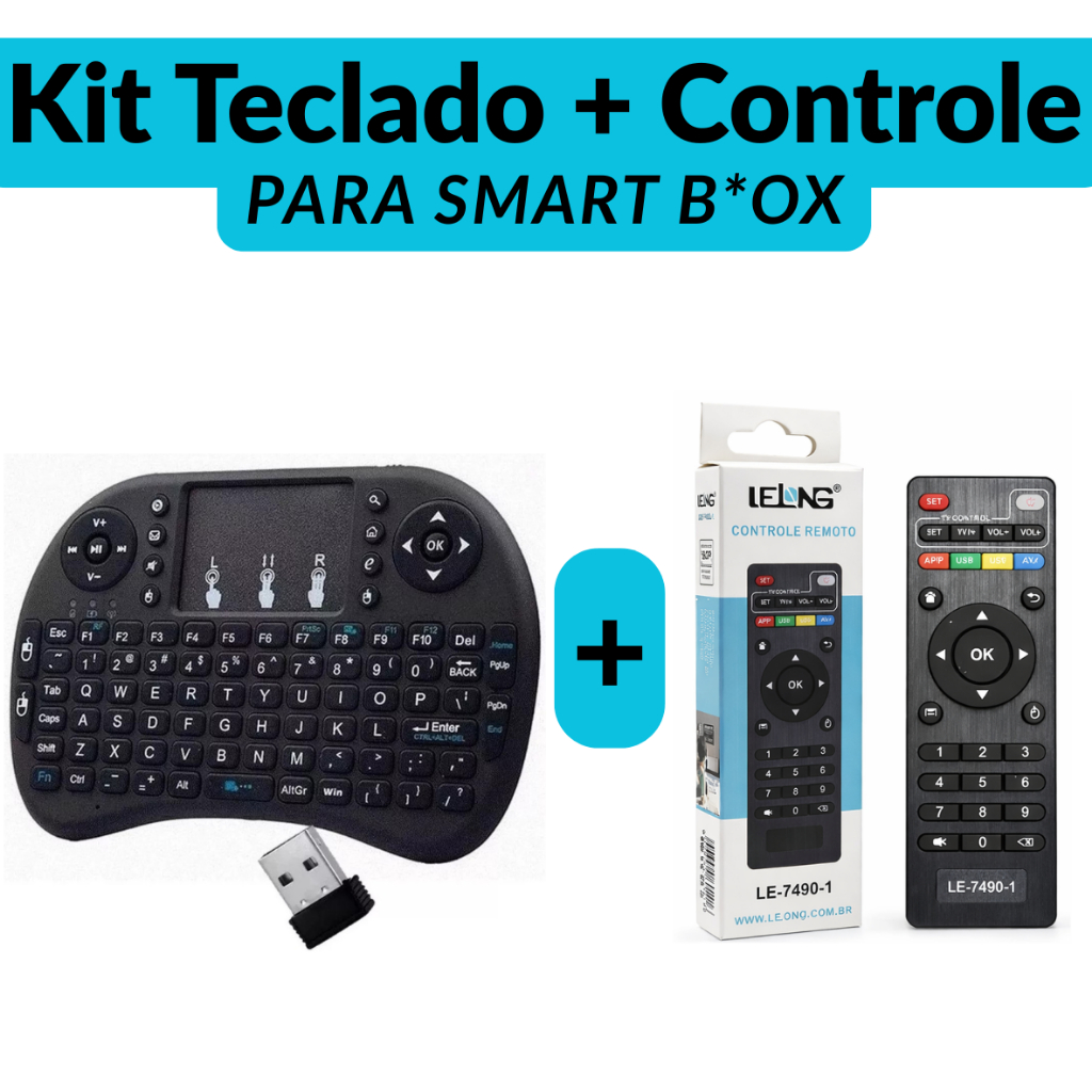 Controle Remoto e Teclado Wireless Recarregável Para Smart Box | Shopee ...