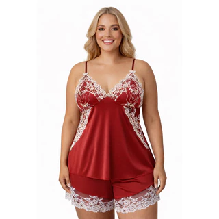 Kit Baby Doll Plus Size Bicolor /Renda Pijama Feminino em Oferta na Shopee