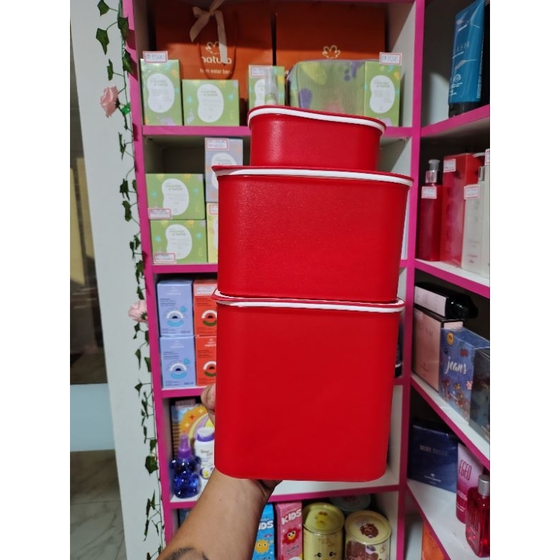KIT TUPPERWARE TIGELAS POTES BASELINE RETANGULAR 3PÇS | Shopee Brasil