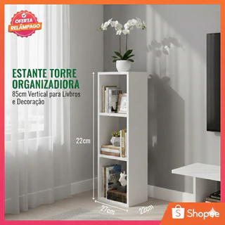 Estante Torre Organizadora De Livros Multiuso 85cm Vertical Branca MDP 15mm Quarto Sala Escritório em Oferta na Shopee