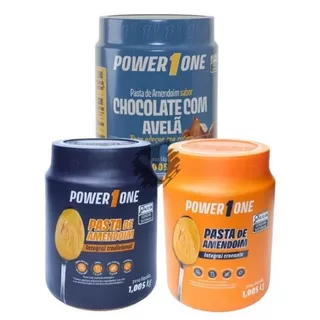 Pasta de Amendoim 1Kg Power1One Crocante Integral ou Chocolate com Avelã 1,005 Power One Zero Lactose Açúcar Vegano 1kg