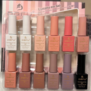 Kit 12 Esmaltes em Gel 3em1 5ml Tons Nude-Marrom-Vermelho Dafu em Oferta na Shopee