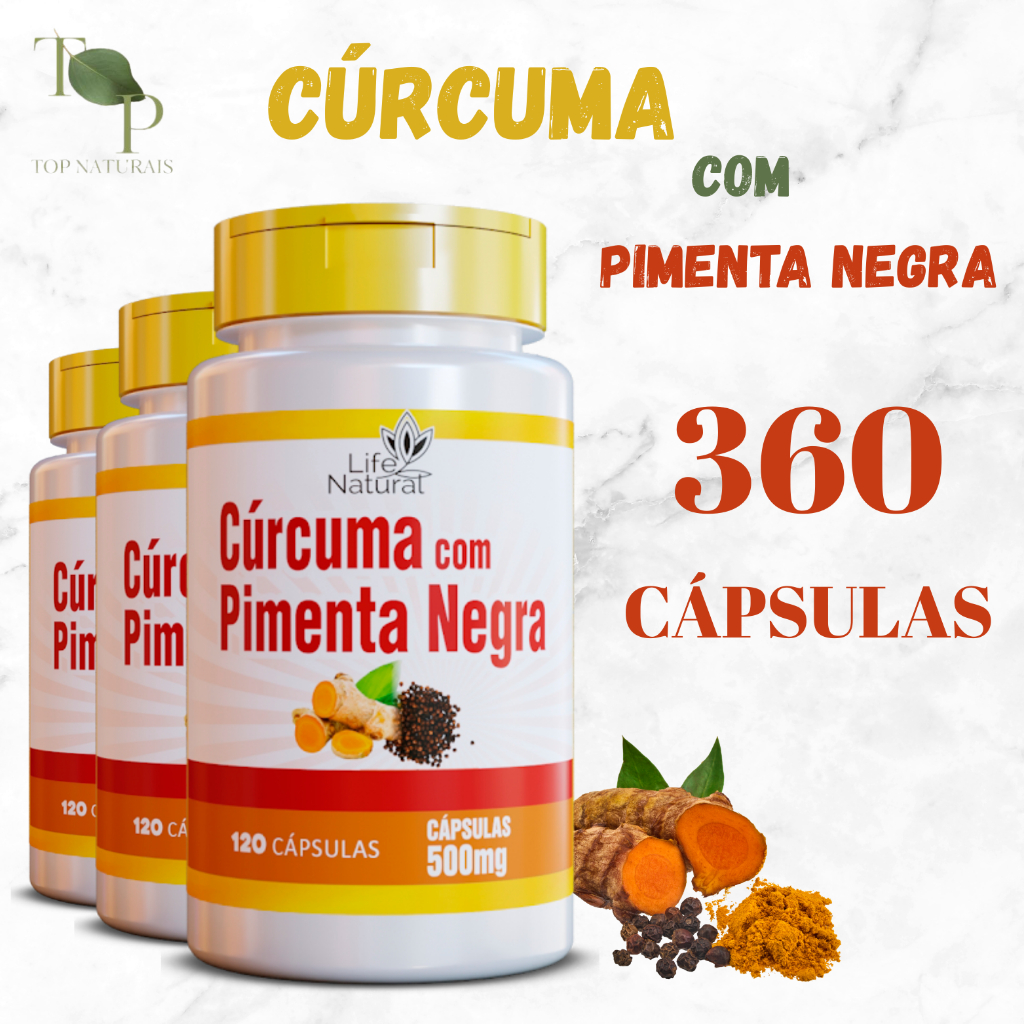 Cúrcuma com Pimenta Preta 120 Cápsulas | 500mg LINHA LIFE NATURAL ...