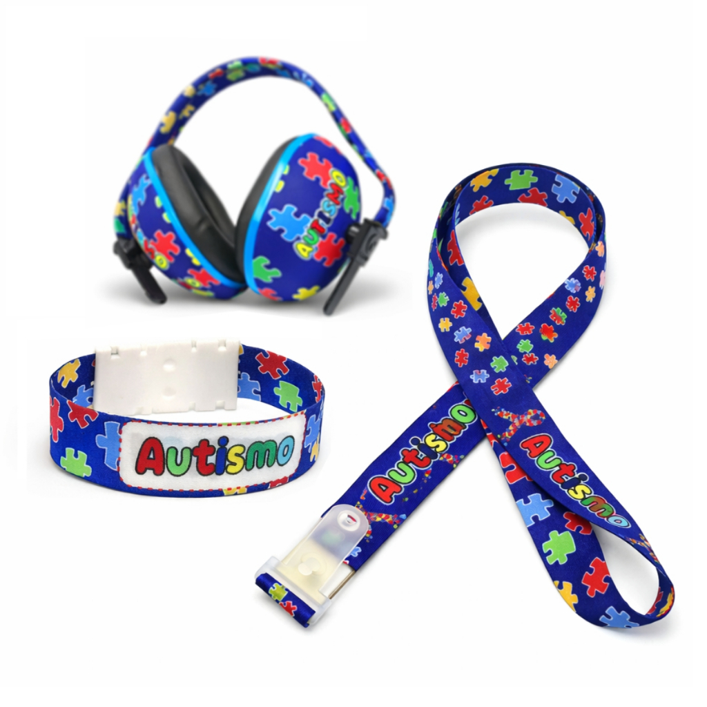 Kit Autismo Abafador Protetor De Ouvidos Ajustável Cordão E Pulseira ...