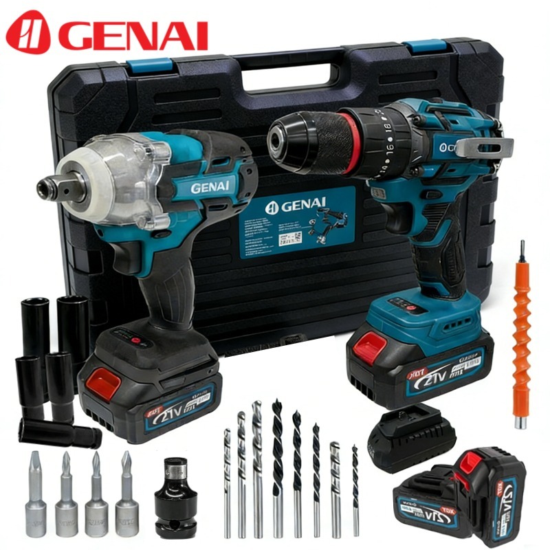 Genai Chave De Impacto Parafusadeira Furadeira 01 Baterias 48v