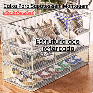 Caixa Organizadora de Sapatos com Zíper Transparente PVC -Caixa de Armazenamento Dobrável Antipoeira em Oferta na Shopee