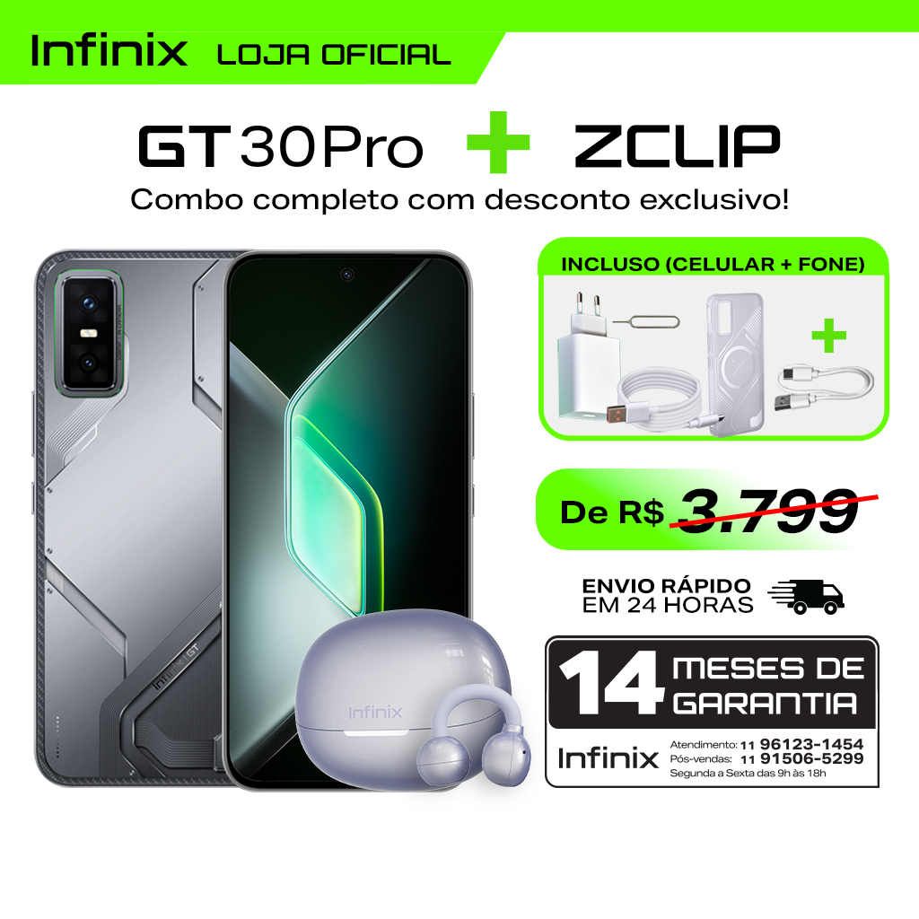 Celular Infinix GT 30 Pro 12GB+512GB–Até 24GB de RAM Extendida