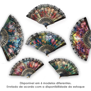 Leque Dobrável com Decoração Florida para Abanar Cor e Modelo Aletoria pode notar a cor em Oferta na Shopee