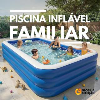 ✨Piscina Inflável Retangular Infantil 3 Anéis 2.6m Piscina Inflável Playground Swimming Pool Adulto Piscina Grande em Oferta na Shopee