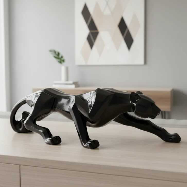 Pantera ataque grande 65 cm Preto Brilho  Decoração de Luxo Sala Escritório FEITA NO BRASIL BR