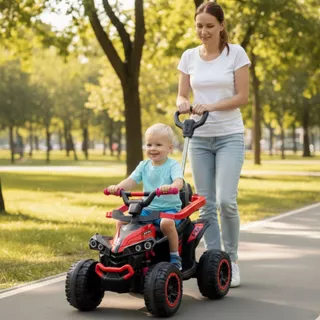 Quadriciclo Infantil Eletrico e Passeio com Aro de Proteção, Haste Direcionavel, Som e Luz Brinq Kids em Oferta na Shopee