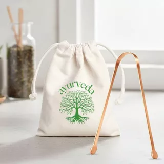 Raspador de Lingua Cobre Puro com Saquinho Algodão AYURVEDA em Oferta na Shopee