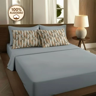 Kit Jogo de Cama 2, 3 peças, Solteiro, Casal, Queen, King Lençol Fronha Estampada Malha 100% algodão em Oferta na Shopee