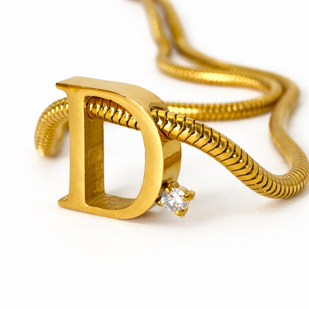 Colar com Letra Inicial Cravejada Banhado a Ouro 18k Letra:D | Shopee ...
