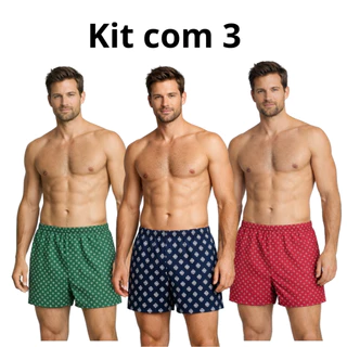 Kit com 3 Samba Canção Masculino Malha Short De Dormir Pijama Confortável Cueca em Oferta na Shopee