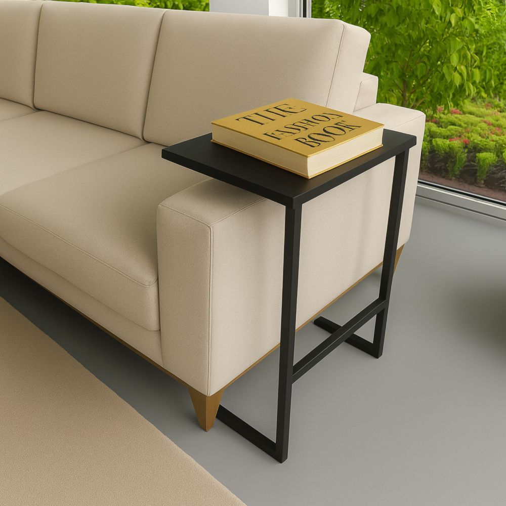 Mesinha Lateral Braço Sofa Apoio Estudos Pés de Ferro Decoração Sala