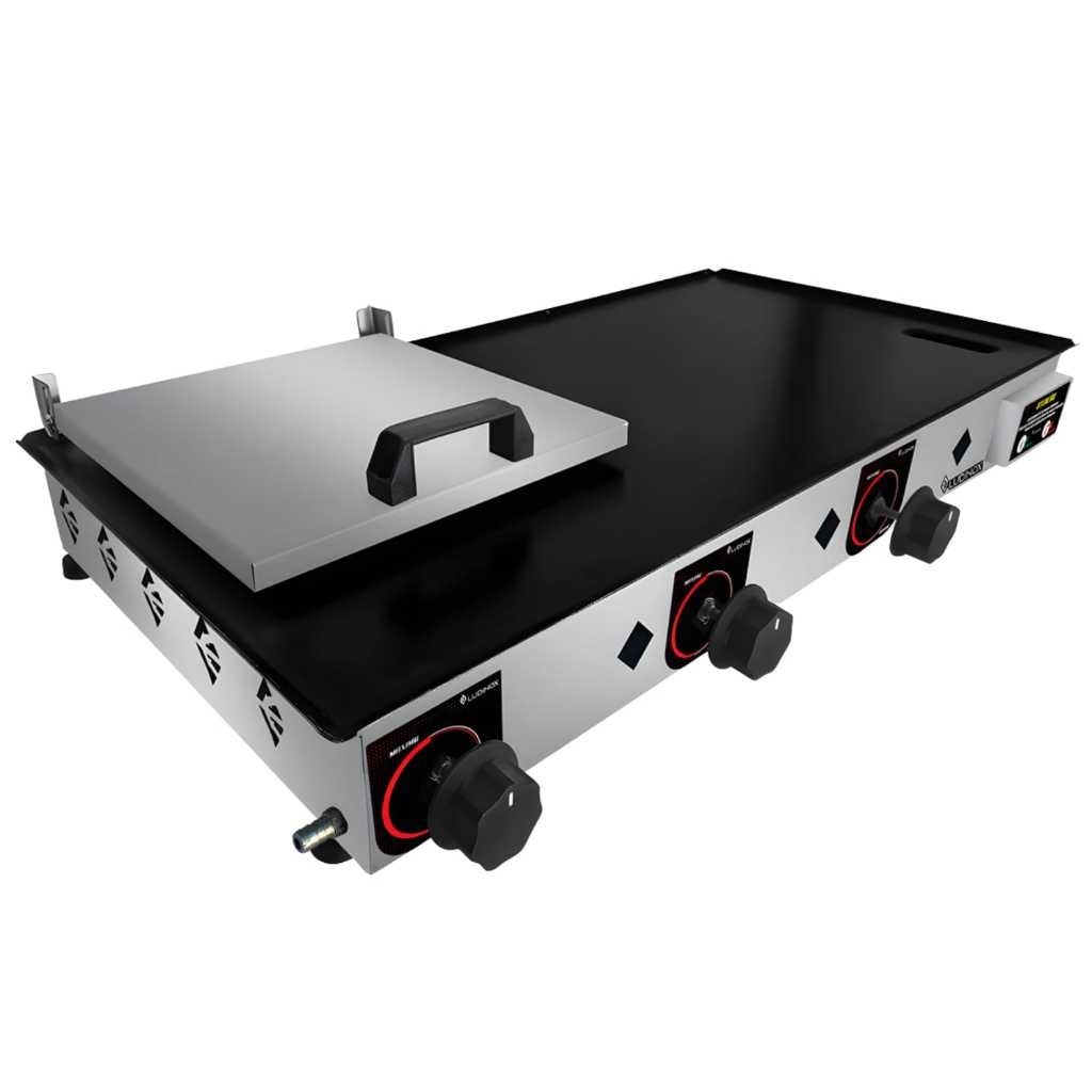 Chapa a Gás Profissional 40x80 cm em Aço – Ludinox