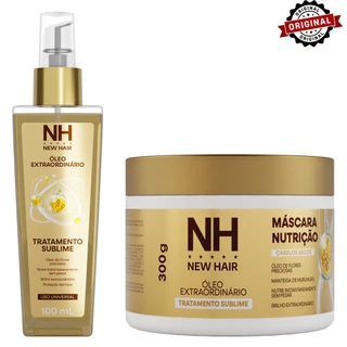 Óleo Extraordinário 100ml NEW HAIR + Máscara Extraordinário 300g NEW HAIR | Fio sedoso e protegido em Oferta na Shopee