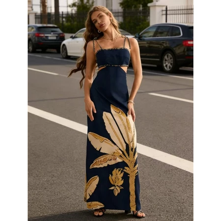 Vestido casual de férias para mulheres altas vestido sem mangas com barriga à mostra