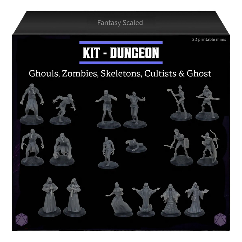 Kit 18 Miniaturas dungeons and dragons D&D - Caverna dos mortos vivos