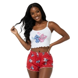 Pijama Short Doll Feminino Personagem Malha Leve Confortável Promoção em Oferta na Shopee