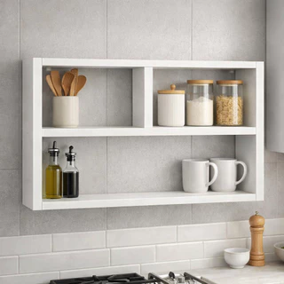 Nicho Para Banheiro Com Divisoria Suporte  MDF Branco, Preto, Cinza,  Montado em Oferta na Shopee