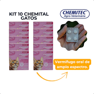 Kit 10 Chemital Vermífugo Gatos 4 Comprimidos - Chemitec em Oferta na Shopee