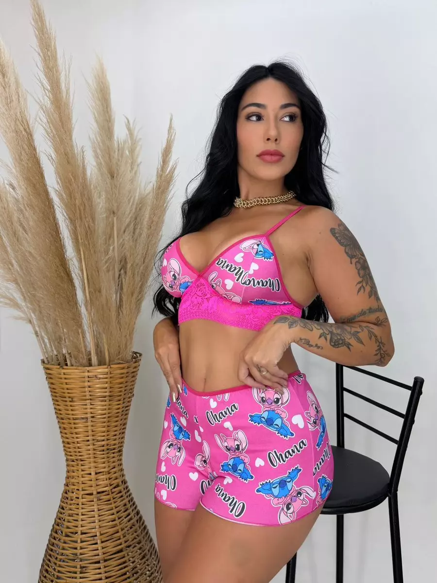 Baby Doll Feminino Estampado Top Doll em Suede com Cropped e Detalhes em Renda - foto 5