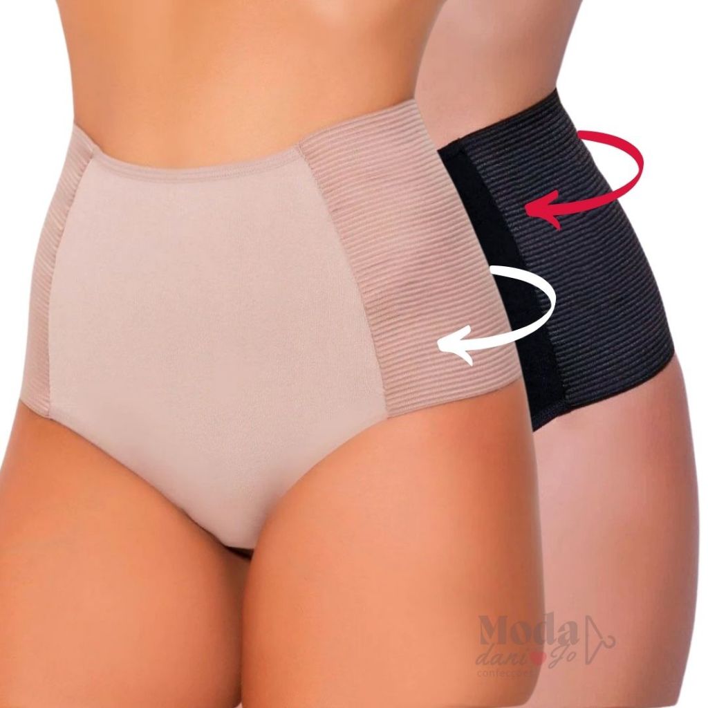 Kit Calcinhas Cinta Modeladora Cintura Alta Reforçada Diminui Barriga ...