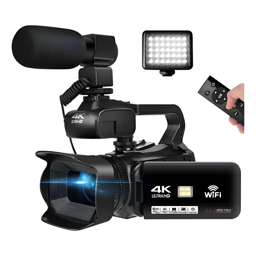 Filmadora 4K Profissional com Microfone e Cartão 128 GB Wi-Fi HDMI Zoom ...
