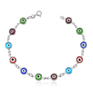 Pulseira olho grego prata 925 colorida em Oferta na Shopee