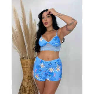 Kit 6 Baby Doll Estampado Com Renda Top Doll Sensual Confortável Suede em Oferta na Shopee