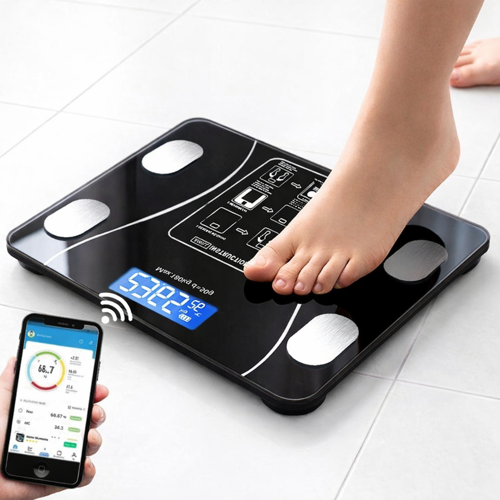Balança Digital Corporal Bioimpedância Profissional Bluetooth Smart App ...