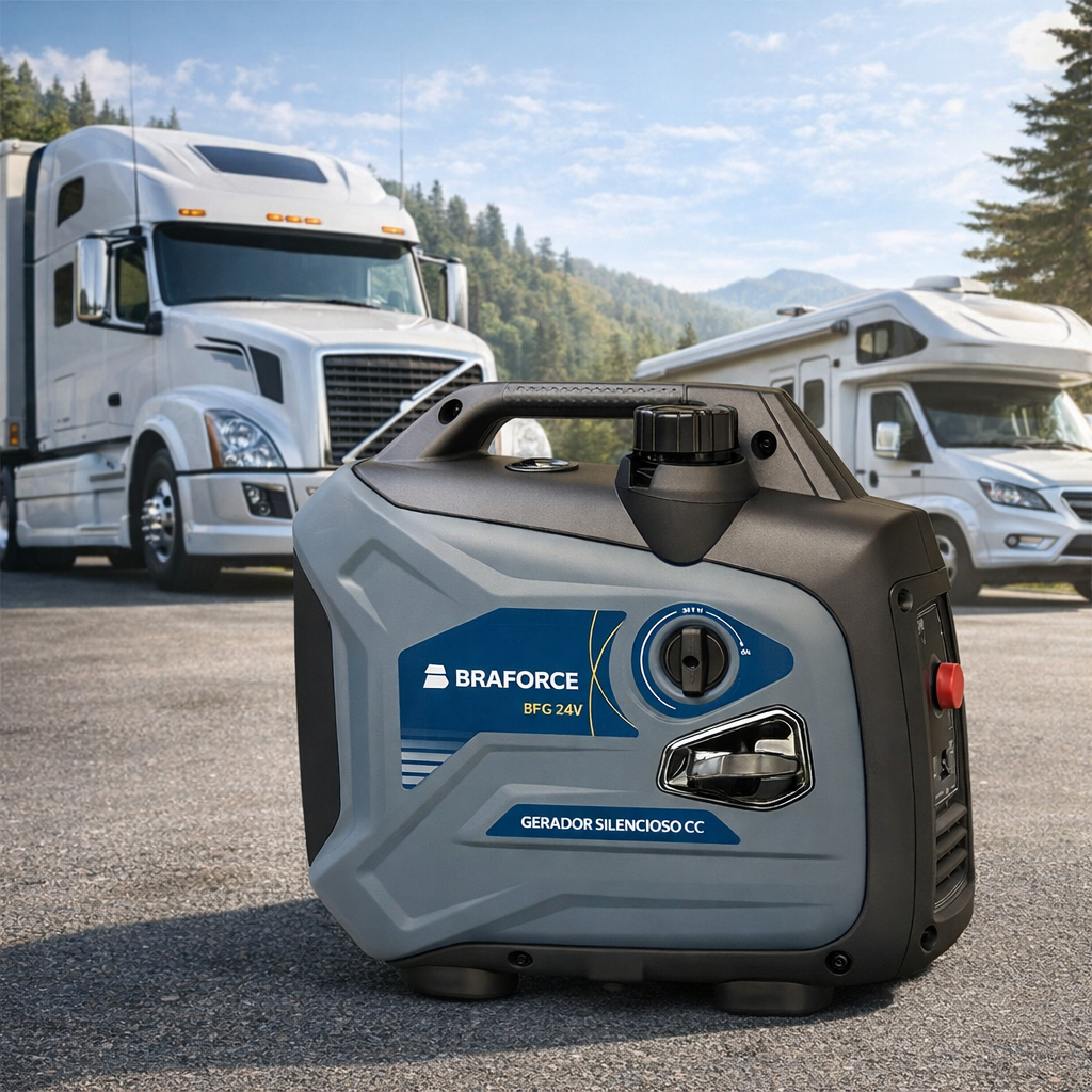 Gerador Automotivo Braforce 24V Silencioso Caminhao Motorhome Gasolina 1600W