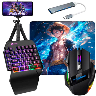 Kit Mobilador Completo Hub Tipo C Mouse Gamer Teclado Uma Mão Mouse Pad Tripe em Oferta na Shopee