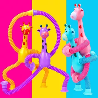 Girafas estica e gruda pop it tubo tiktok com luz brinquedo presente para crianças promoção lembrancinha Kit com 4/3/2/1 em Oferta na Shopee
